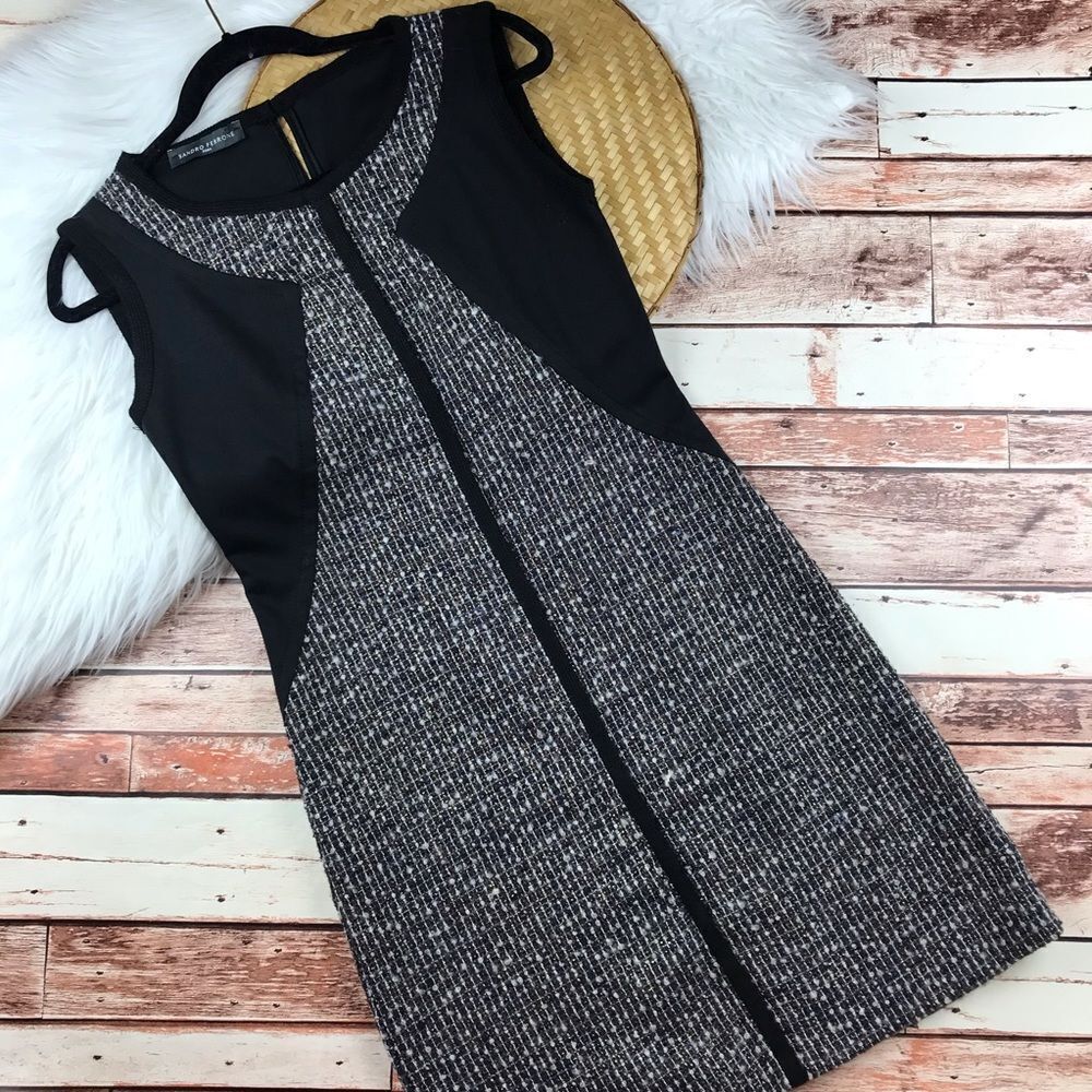 Sandro ferrone tweed illusion‎ sheath dress